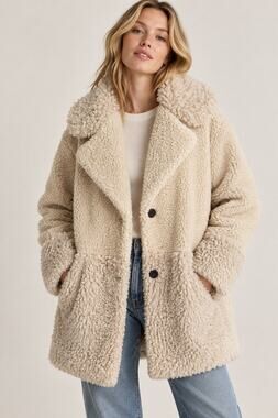 Abercrombie & Fitch Faux Fur Sherpa Teddy Coat Cream Ivory Size Large
